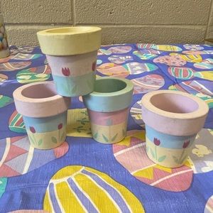 Four Piece Set of Easter miniature plant pots
